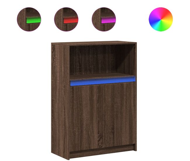 Aparador - mueble de almacenamiento con led madera ingeniería roble marrón 72x34x100 cm es1906