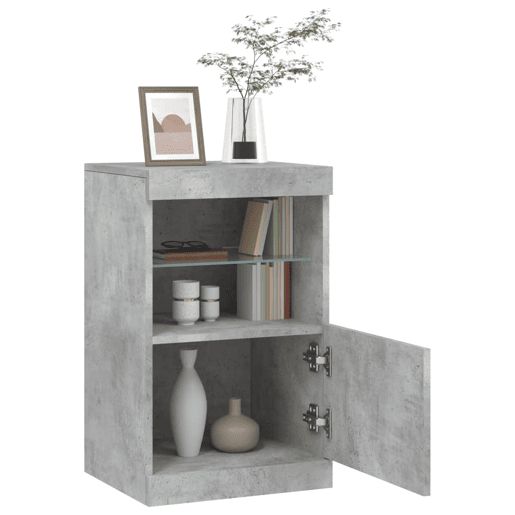 Aparador - Bufete - Móvei de apoio com luzes LED 41x37x67 cm cinzento cimento pt1960