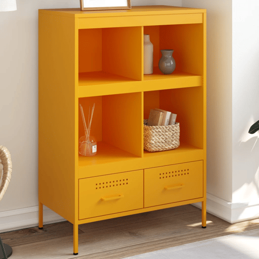 Armário alto - Bufete - Móvei de apoio 68x39x101,5 cm aço amarelo mostarda pt83