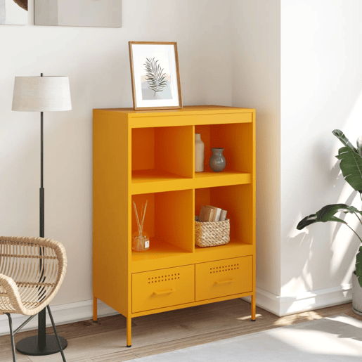 Armário alto - Bufete - Móvei de apoio 68x39x101,5 cm aço amarelo mostarda pt83