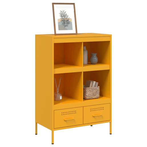 Armário alto - Bufete - Móvei de apoio 68x39x101,5 cm aço amarelo mostarda pt83