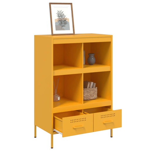 Armário alto - Bufete - Móvei de apoio 68x39x101,5 cm aço amarelo mostarda pt83