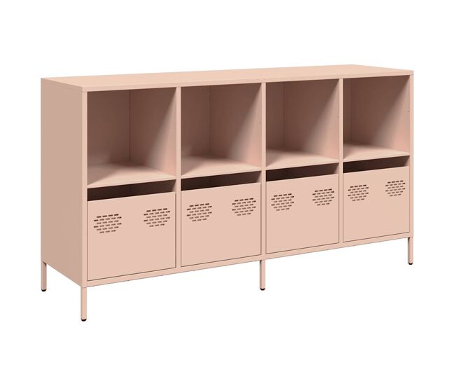 Aparador - mueble de almacenamiento de acero laminado en frío rosa 135x39x73,5 cm es2309