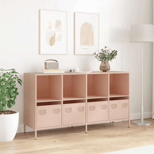 Aparador - Bufete - Móvei de apoio 135x39x73,5 cm aço laminado a frio rosa pt2309