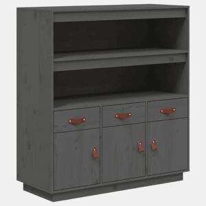 Armário alto - Bufete - Móvel de apoio 100x40x108,5 cm pinho maciço cinzento pt1503
