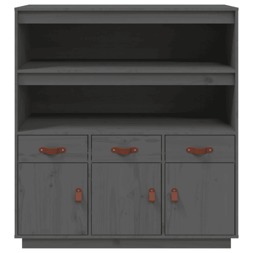 Armário alto - Bufete - Móvel de apoio 100x40x108,5 cm pinho maciço cinzento pt1503