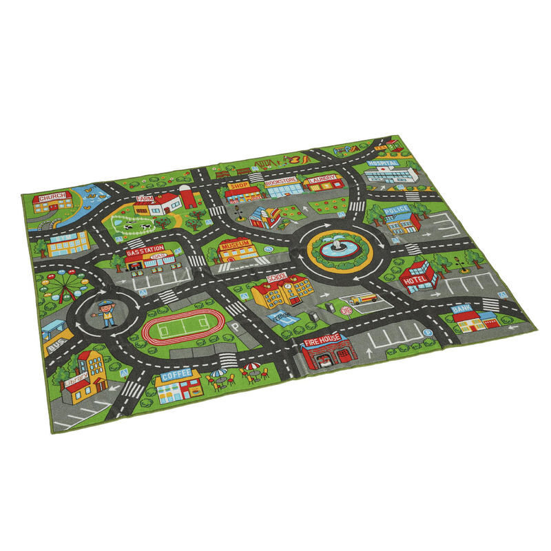 Aiyaplay alfombra infantil, carretera de ciudad, 200x150 cm, alfombra educativa antideslizante para gateo y jugar con coches, para salón y dormitorio, textura suave