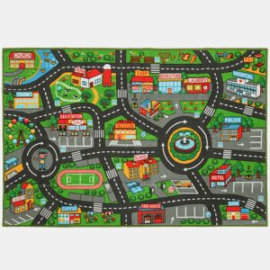 AIYAPLAY Tapete Infantil Estrada de Cidade 200x150 cm Tapete Educativo Antiderrapante para Bebés para Sala e Quarto Textura Suave Multicor