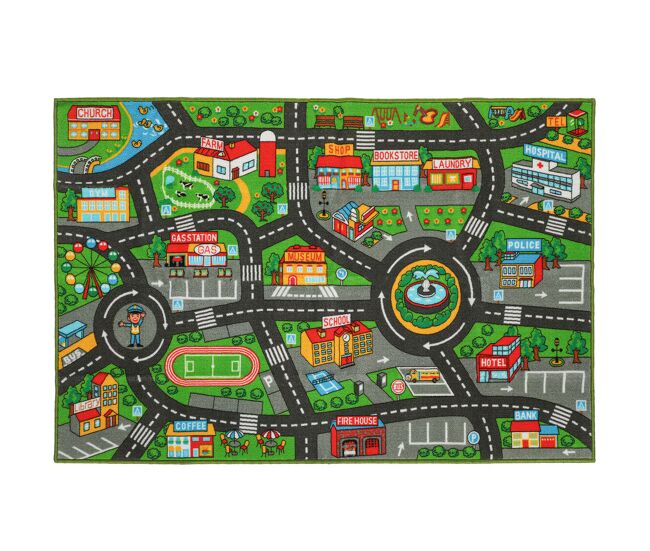 Aiyaplay alfombra infantil, carretera de ciudad, 200x150 cm, alfombra educativa antideslizante para gateo y jugar con coches, para salón y dormitorio, textura suave