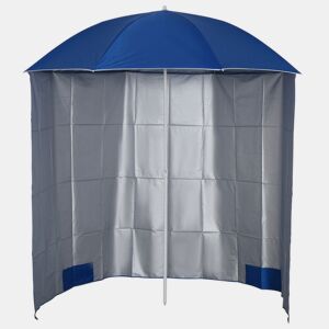 Outsunny Chapéu de Sol de Praia com Painel Lateral Ø220x220 cm Chapéu de Sol com Manivela Manual 8 Hastes de Aço e Bolsa de Transporte para Jardim Piscina Azul