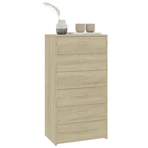 Aparador - Bufete - Móvei de apoio com 6 gavetas 50x34x96 cm contraplacado cor carvalho pt72