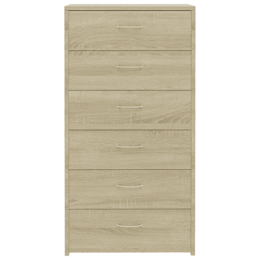 Aparador - Bufete - Móvei de apoio com 6 gavetas 50x34x96 cm contraplacado cor carvalho pt72