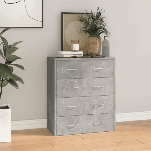 Aparador - Bufete - Móvei de apoio com 4 gavetas 60x30,5x71 cm cinzento cimento pt1708