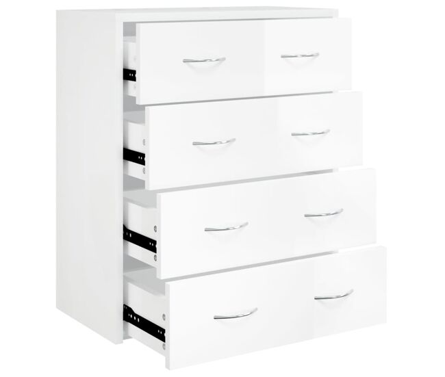 Aparador - mueble de almacenamiento con 4 cajones blanco brillante 60x30,5x71 cm es1706