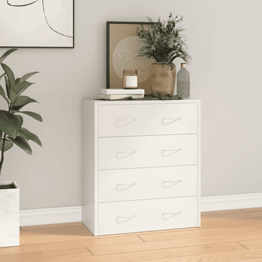 Aparador - Bufete - Móvei de apoio com 4 gavetas 60x30,5x71 cm branco brilhante pt1706
