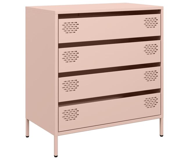 Aparador - mueble de almacenamiento de acero laminado en frío rosa 68x39x73,5 cm es2315