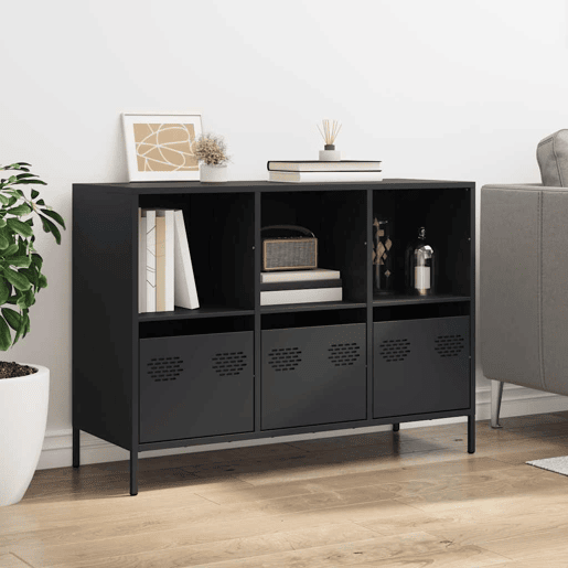 Aparador - Bufete - Móvei de apoio 101,5x39x73,5 cm aço laminado a frio preto pt2293