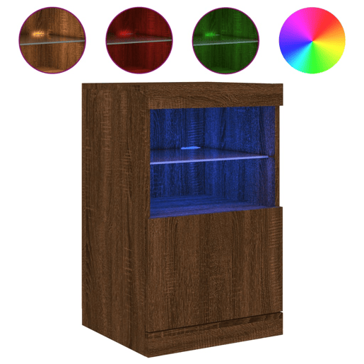 Aparador - Bufete - Móvei de apoio com luzes LED 41x37x67 cm carvalho castanho pt2054