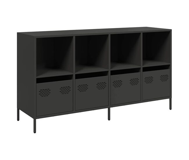 Aparador - mueble de almacenamiento de acero laminado en frío negro 135x39x73,5 cm es2295