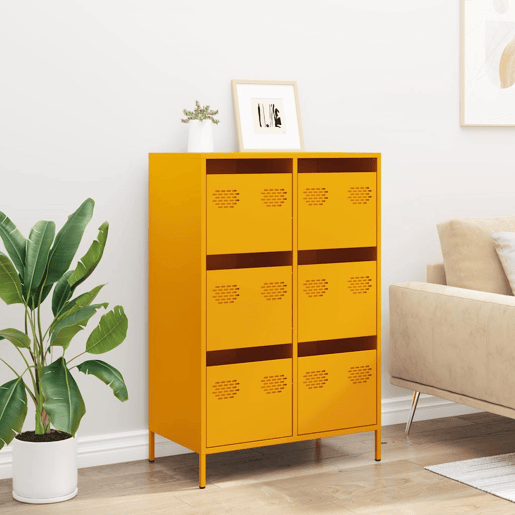 Armário alto - Bufete - Móvei de apoio 68x39x101,5 cm aço amarelo mostarda pt84