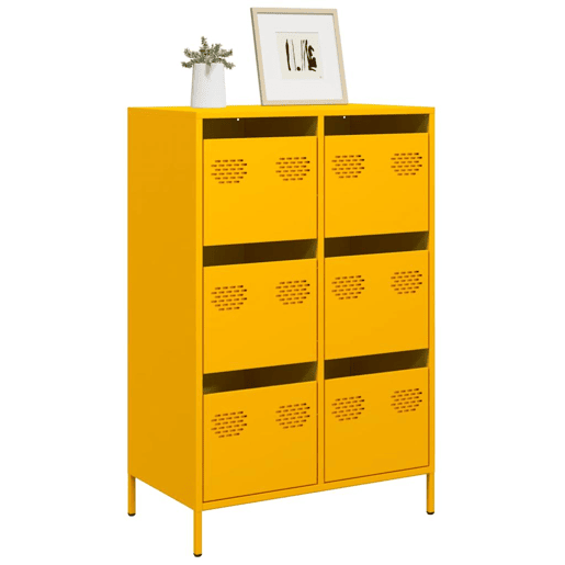 Armário alto - Bufete - Móvei de apoio 68x39x101,5 cm aço amarelo mostarda pt84