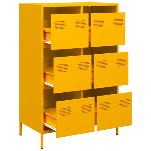 Armário alto - Bufete - Móvei de apoio 68x39x101,5 cm aço amarelo mostarda pt84