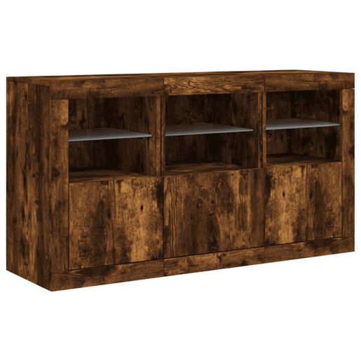 Aparador - Bufete - Móvei de apoio com luzes LED 123x37x67 cm carvalho fumado pt2021