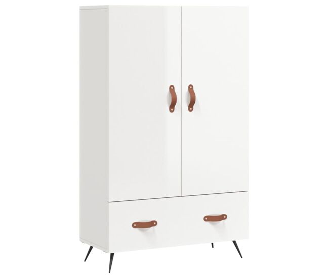 Aparador alto - mueble de almacenamiento madera de ingeniería blanco brillo 69,5x31x115 cm es1243