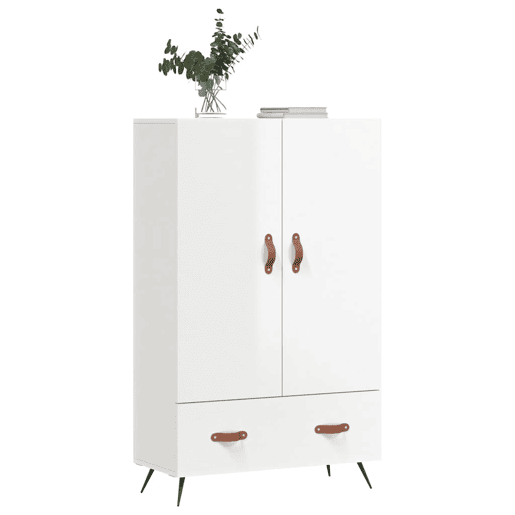 Armário alto - Bufete - Móvel de apoio 69,5x31x115 cm derivados madeira branco brilhante pt1243 Armário alto - Bufete - Móvel de apoio 69,5x31x115 cm derivados madeira branco brilhante pt1243