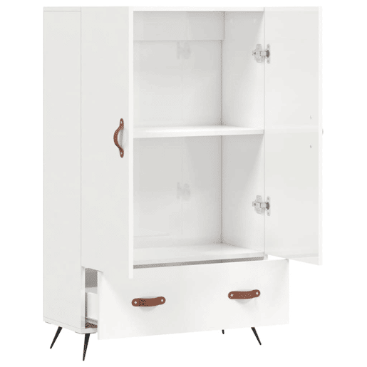 Armário alto - Bufete - Móvel de apoio 69,5x31x115 cm derivados madeira branco brilhante pt1243 Armário alto - Bufete - Móvel de apoio 69,5x31x115 cm derivados madeira branco brilhante pt1243
