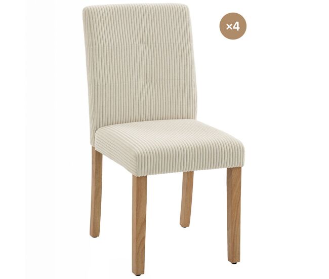 Sillas de Comedor Pana, Madera de Caucho HOMCOM
