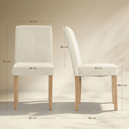 HOMCOM Conjunto de 4 Cadeiras de Jantar Cadeiras Modernas para Cozinha Encosto Alto Estofadas em Veludo Assento Acolchoado Pés de Madeira 44x56x90 cm Bege