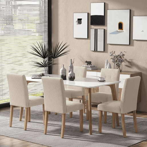 HOMCOM Conjunto de 4 Cadeiras de Jantar Cadeiras Modernas para Cozinha Encosto Alto Estofadas em Veludo Assento Acolchoado Pés de Madeira 44x56x90 cm Bege