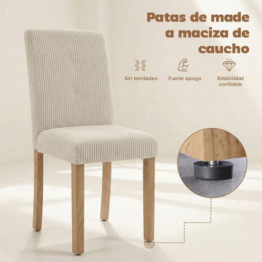HOMCOM Conjunto de 4 Cadeiras de Jantar Cadeiras Modernas para Cozinha Encosto Alto Estofadas em Veludo Assento Acolchoado Pés de Madeira 44x56x90 cm Bege