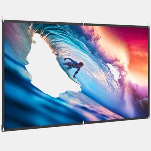 HOMCOM Ecrã de Projeção Manual 100 Polegadas, Formato 16:9, HD 4K8K, Tecido Lavável, para Interior e Exterior, Eventos Desportivos, Cinema em Casa, Escritório, Jardim, Branco