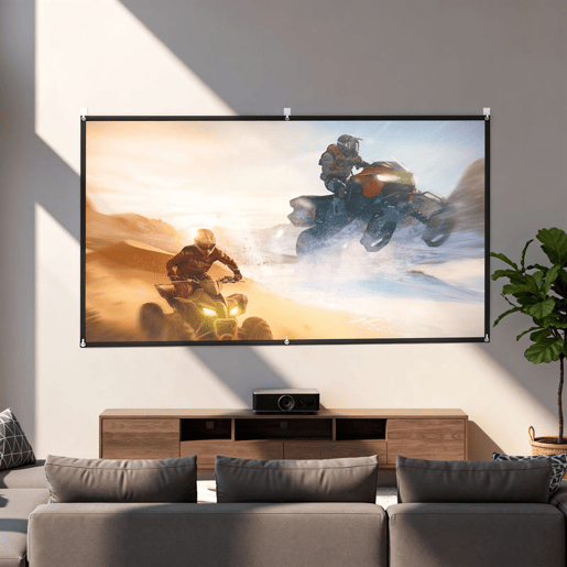 HOMCOM Ecrã de Projeção Manual 100 Polegadas, Formato 16:9, HD 4K8K, Tecido Lavável, para Interior e Exterior, Eventos Desportivos, Cinema em Casa, Escritório, Jardim, Branco