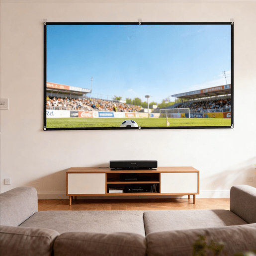 HOMCOM Ecrã de Projeção Manual 100 Polegadas, Formato 16:9, HD 4K8K, Tecido Lavável, para Interior e Exterior, Eventos Desportivos, Cinema em Casa, Escritório, Jardim, Branco