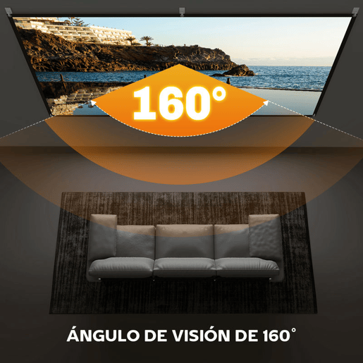 HOMCOM Ecrã de Projeção Manual 100 Polegadas, Formato 16:9, HD 4K8K, Tecido Lavável, para Interior e Exterior, Eventos Desportivos, Cinema em Casa, Escritório, Jardim, Branco