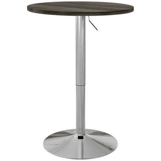 HOMCOM Mesa Alta Cozinha Mesa Alta Bar Redonda para 2 Pessoas Altura Ajustável 69-91 cm Tampo Giratório 360° Base de Aço para Sala Sala de Jantar Cozinha 60x60x91 cm Nogueira