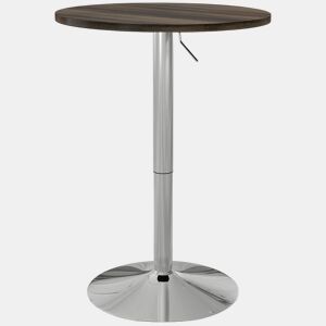 HOMCOM Mesa Alta Cozinha Mesa Alta Bar Redonda para 2 Pessoas Altura Ajustável 69-91 cm Tampo Giratório 360° Base de Aço para Sala Sala de Jantar Cozinha 60x60x91 cm Nogueira