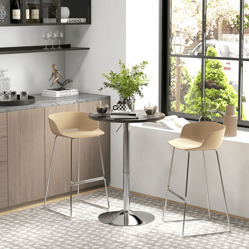 HOMCOM Mesa Alta Cozinha Mesa Alta Bar Redonda para 2 Pessoas Altura Ajustável 69-91 cm Tampo Giratório 360° Base de Aço para Sala Sala de Jantar Cozinha 60x60x91 cm Nogueira