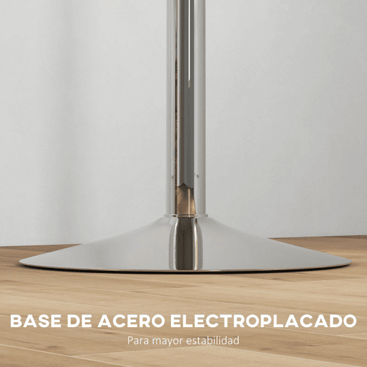 HOMCOM Mesa Alta Cozinha Mesa Alta Bar Redonda para 2 Pessoas Altura Ajustável 69-91 cm Tampo Giratório 360° Base de Aço para Sala Sala de Jantar Cozinha 60x60x91 cm Nogueira