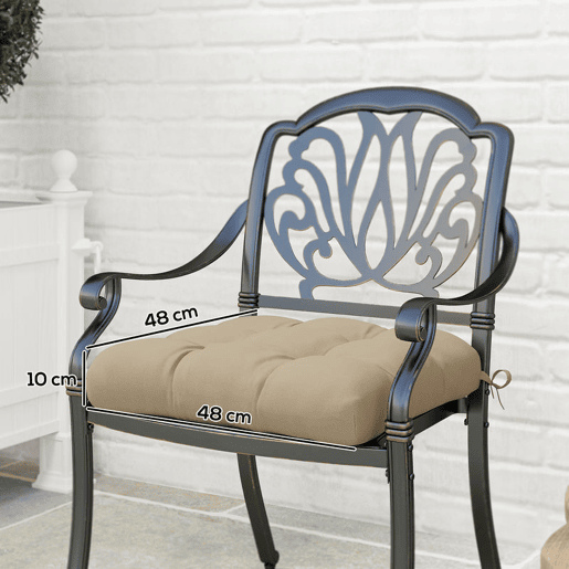 Outsunny Conjunto de Almofadas para Cadeiras de Jantar 48x48x10 cm Jogo de 4 Peças Almofadas para Cadeiras de Jardim Impermeáveis e Anti-UV com 2 Fitas de Fixação Caqui