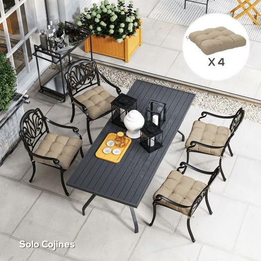 Outsunny Conjunto de Almofadas para Cadeiras de Jantar 48x48x10 cm Jogo de 4 Peças Almofadas para Cadeiras de Jardim Impermeáveis e Anti-UV com 2 Fitas de Fixação Caqui