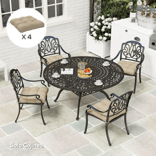 Outsunny Conjunto de Almofadas para Cadeiras de Jantar 48x48x10 cm Jogo de 4 Peças Almofadas para Cadeiras de Jardim Impermeáveis e Anti-UV com 2 Fitas de Fixação Caqui