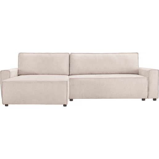 Sofá-cama de canto Montaigne em tecido texturado - 4 lugares - Bege