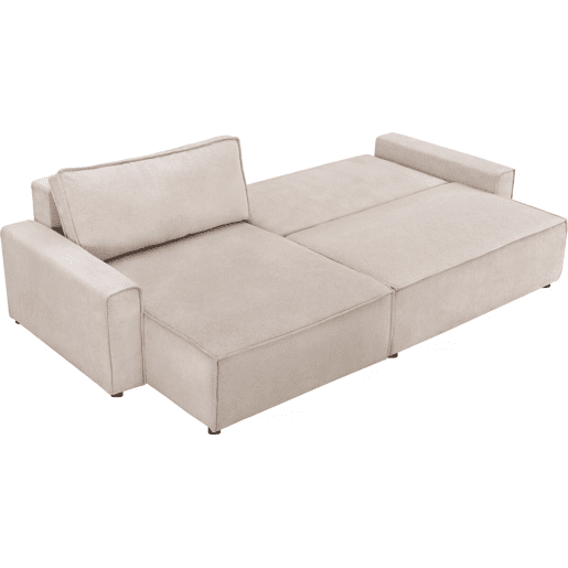 Sofá-cama de canto Montaigne em tecido texturado - 4 lugares - Bege