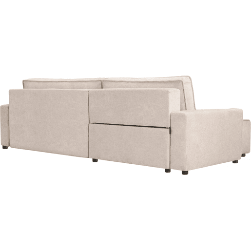Sofá-cama de canto Montaigne em tecido texturado - 4 lugares - Bege