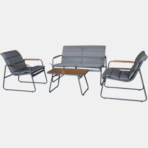 Conjunto de mobiliário de jardim Bastia com almofadas metálicas - 4 lugares - Cinzento