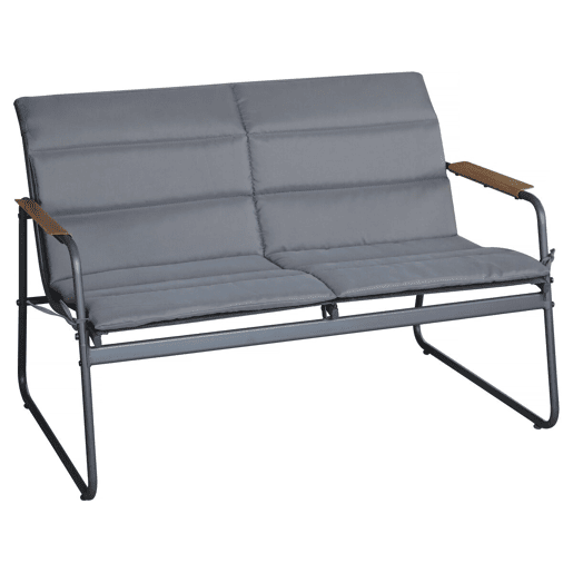 Conjunto de mobiliário de jardim Bastia com almofadas metálicas - 4 lugares - Cinzento Conjunto de mobiliário de jardim Bastia com almofadas metálicas - 4 lugares - Cinzento